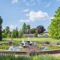 Bild: Cambridge University Botanic Garden - Fountain and main lawn
